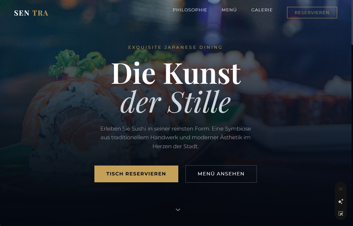Website von Sen Tra – Moderne Webpräsenz für authentische japanische Küche